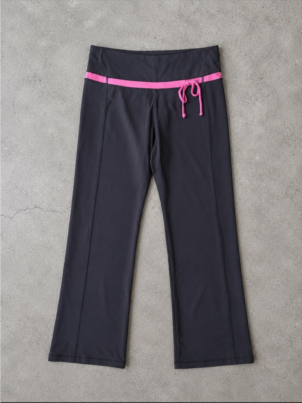Tuff Athletics Brown Bootcut Yoga Pants Woman Medium Pink Drawstring Waist Bow